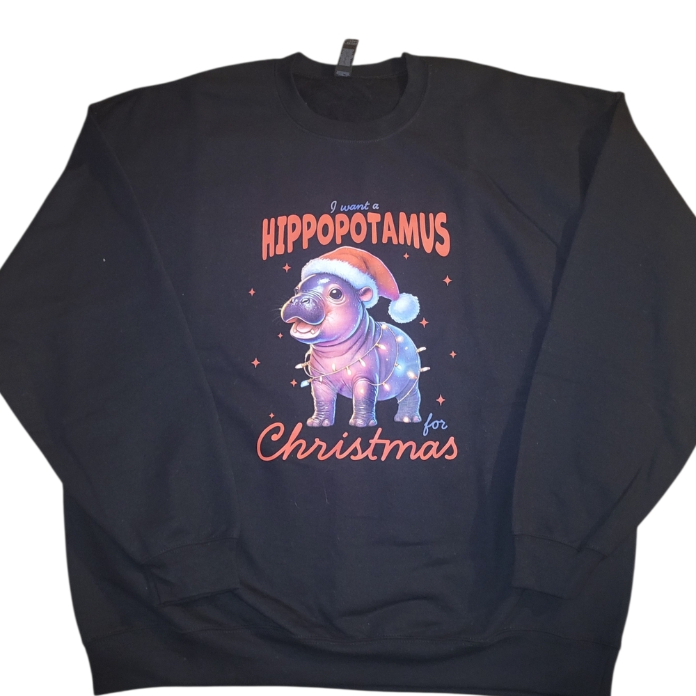 Black Christmas Hippo Sweatshirt